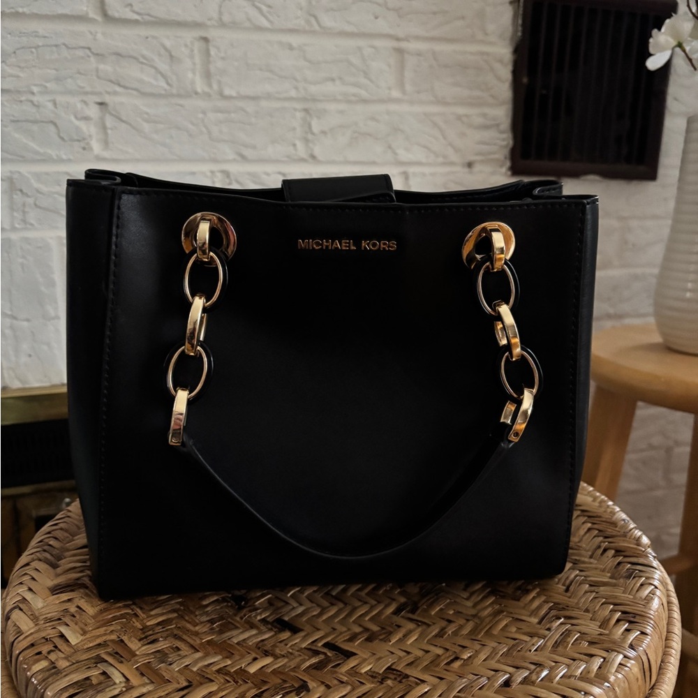 Michael Kors Black Leather Tote Bag